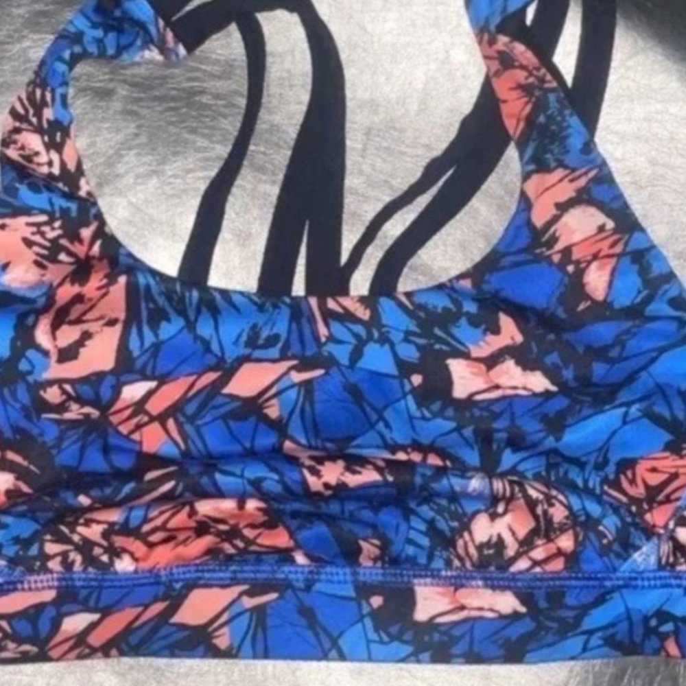 Lululemon Energy Bra (Exhale) Mini Paint Storm Harbor Blue Multi - Size 4 - Picture 5 of 8